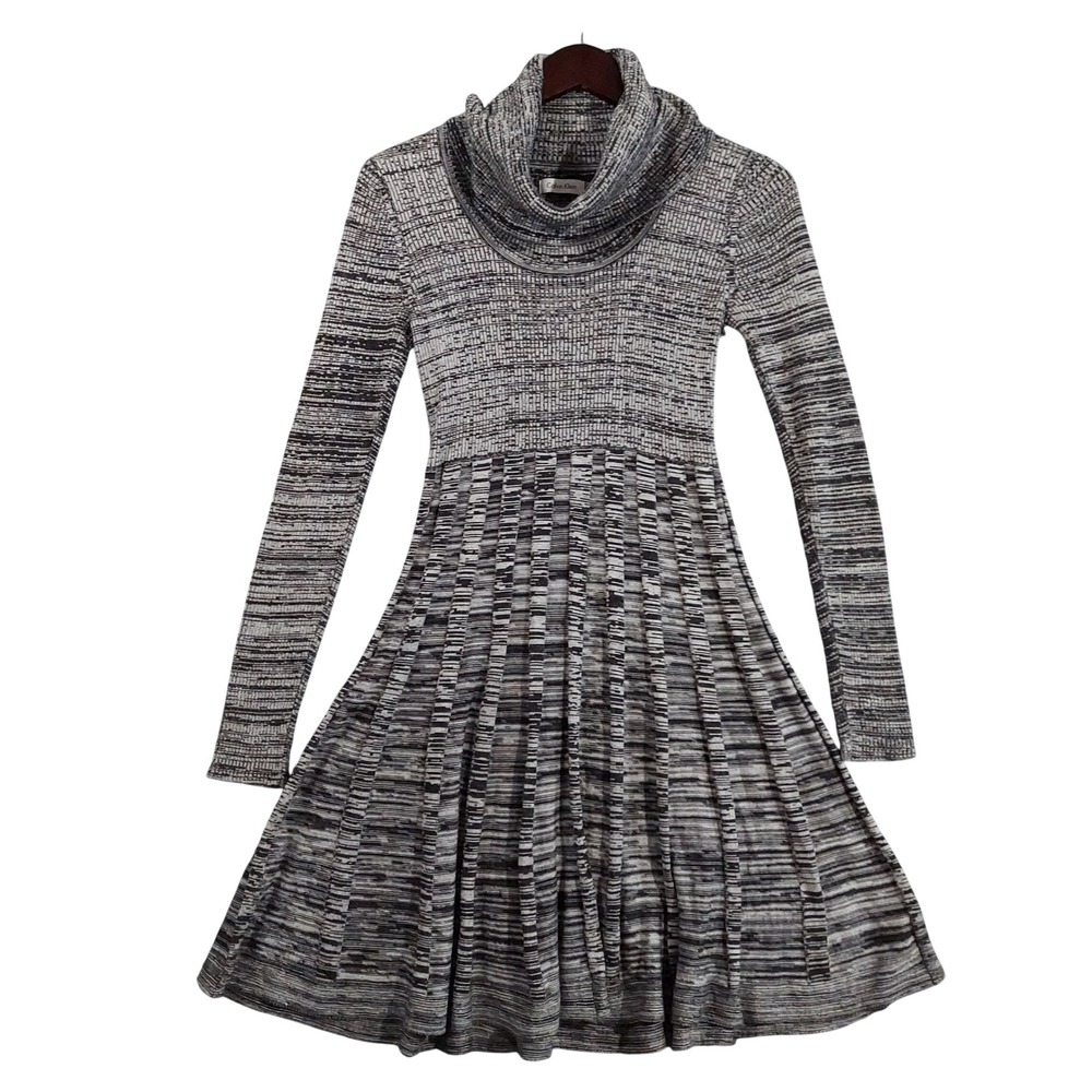 Calvin Klein Sweater Dress Womens Small Grey Space Dye Cowl Neck Fit Flare 12865